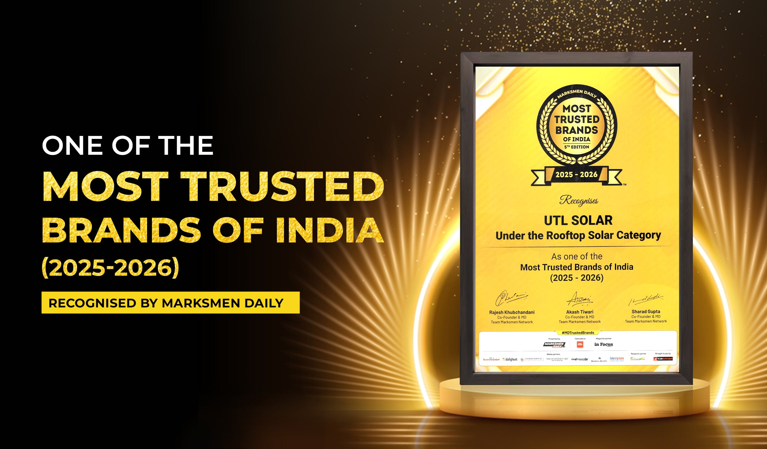 UTL Solar - Most Trusted Brand Under the Rooftop Solar category